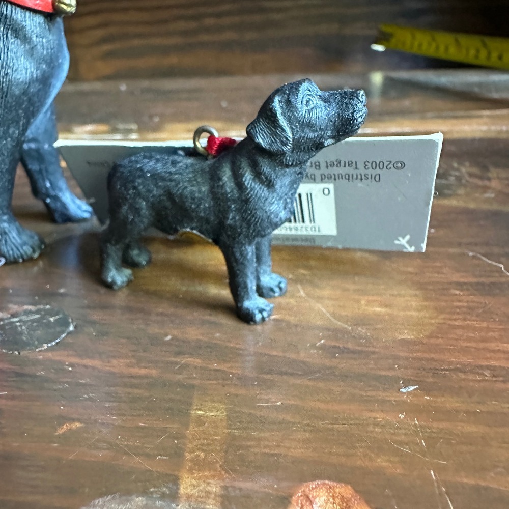 St. Nicholas Square Lab Dog Ornament Set 2003 Target Black Resin Labrador NWT - Picture 2 of 6